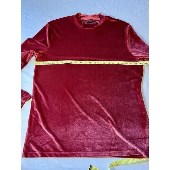 ASOS Long Sleeve 3X Velvet Blouse Top Pink/ Red Holiday Basic Minimal - Picture 5 of 7